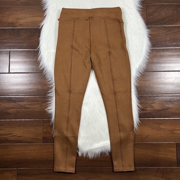 Spanx Size Small Petite Rich Caramel Faux Suede Leggings Pants - Picture 7 of 9